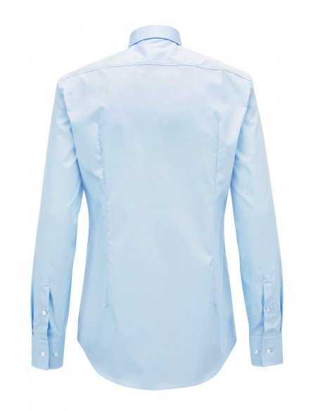 Chemise Boss bleu ciel pour homme business, poignets carrés, en coton, col kent, polyvalente