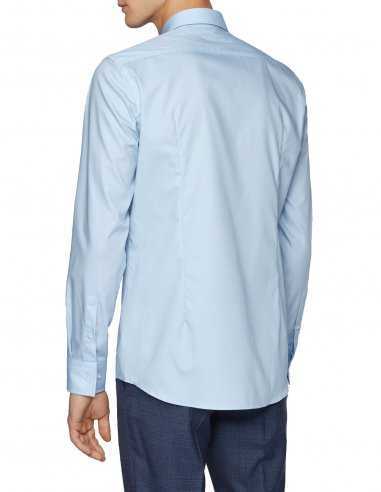 Chemise Boss bleu ciel pour homme business, poignets carrés, en coton, col kent, polyvalente