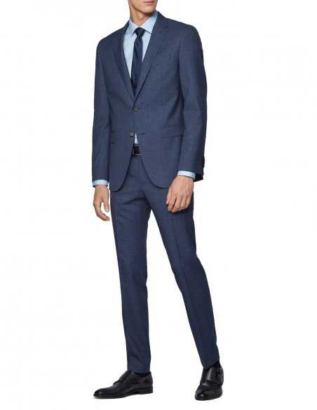 Chemise Boss bleu ciel pour homme business, poignets carrés, en coton, col kent, polyvalente