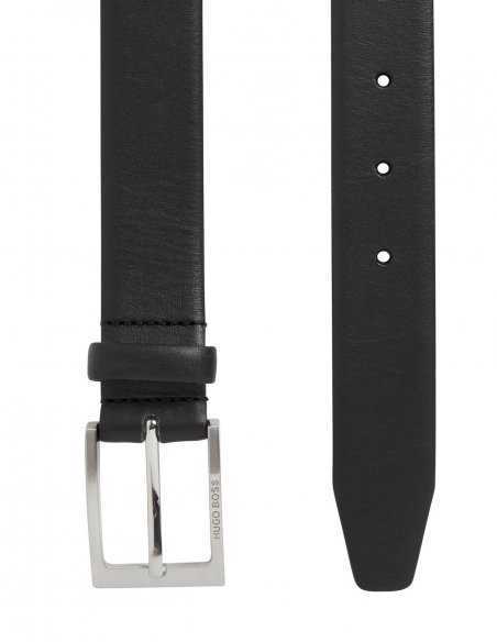 Boss Black - Ceinture en cuir noir avec boucle métallique