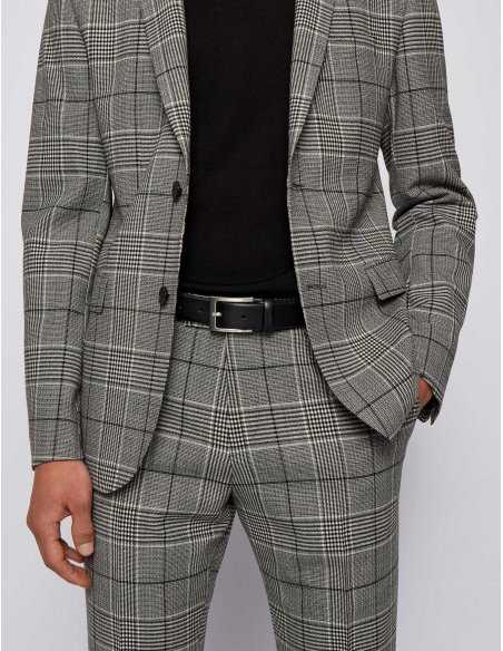 Boss Black - Ceinture en cuir noir avec boucle métallique