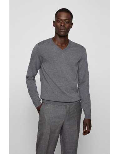 Boss - Pull Gris Col V Boss - Pull Gris Col V