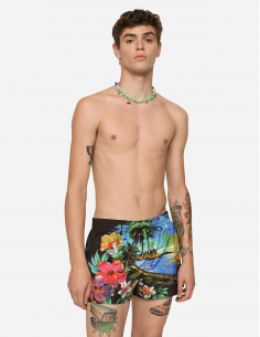 Maillot De Bain Imprimé Hawaii - Dolce & Gabbana pour homme 2