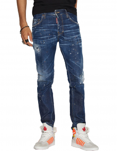 Jean Dark Techno Surf Wash Skater Jeans Bleu - Dsquared2 pour homme