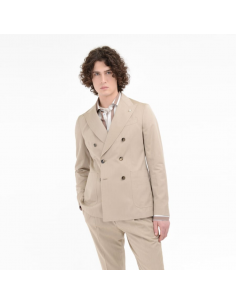Costume Croisé À Chevrons Beige - Manuel Ritz pour homme 2
