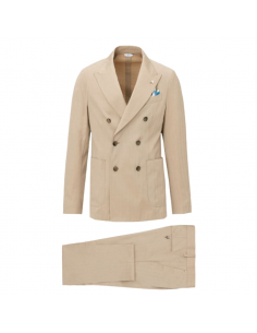 Costume Croisé À Chevrons Beige - Manuel Ritz pour homme
