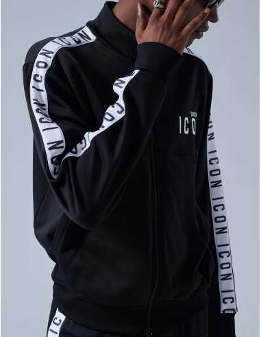 Veste Zippée Icon À Bandes Latérales Noire - Dsquared2 pour homme