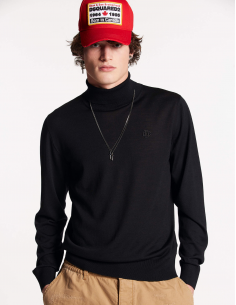 Pull Col Roulé DC Noir - Dsquared2 pour homme 2