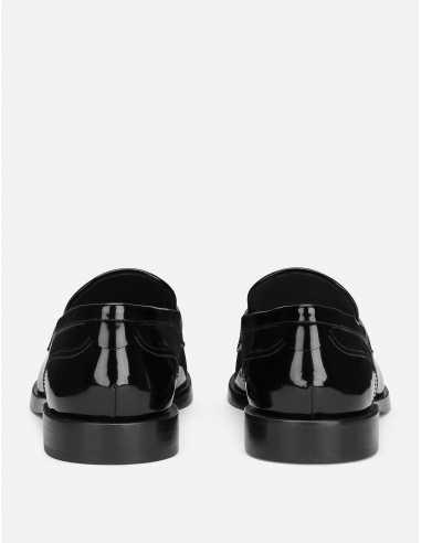 Mocassins En Cuir De Veau Noir Brillant - Dolce & Gabbana pour homme