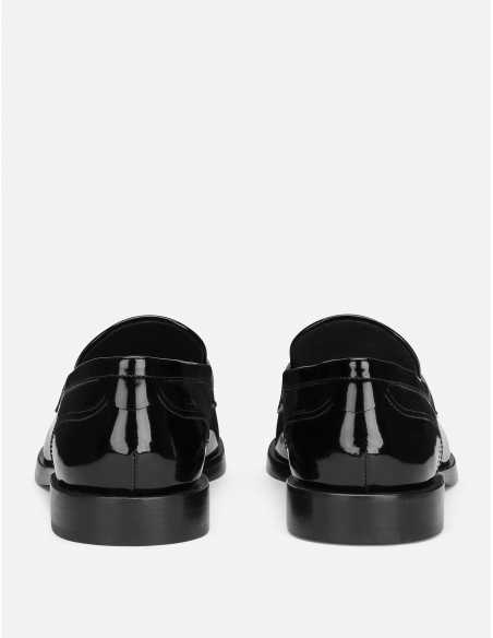 Mocassins En Cuir De Veau Noir Brillant - Dolce & Gabbana pour homme