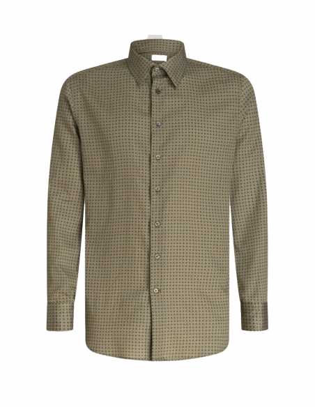 Chemise Verte En Coton Imprimée Micro Motif Géométrique - Etro