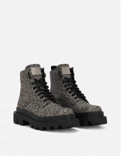 Bottines En Jacquard Enduit Noires À Logo Dolce&Gabbana de profil | Toulouse Soulery 2