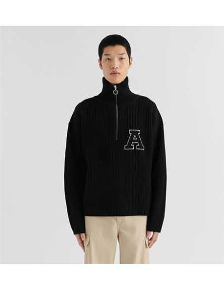 Pull Team En Laine Noir Axel Arigato Homme porté de face | Toulouse Soulery