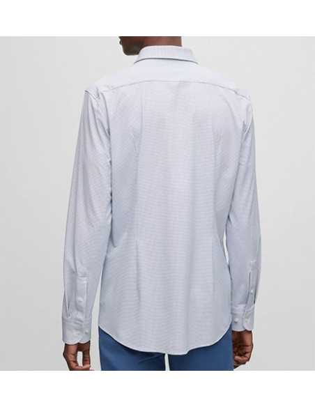 Chemise Slim Fit Structuré Bleu Foncé Boss Homme portée de dos | Toulouse Soulery