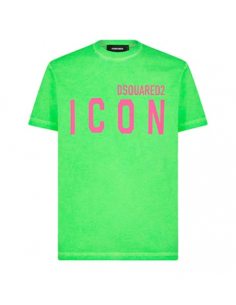 T-shirt Be Icon Cool Fit Vert Fluo Dsquared2 Homme de face | Toulouse Soulery