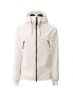 Veste Shell-R À Capuche Goggle Blanche C.P Company Homme présentée de face | Toulouse Soulery