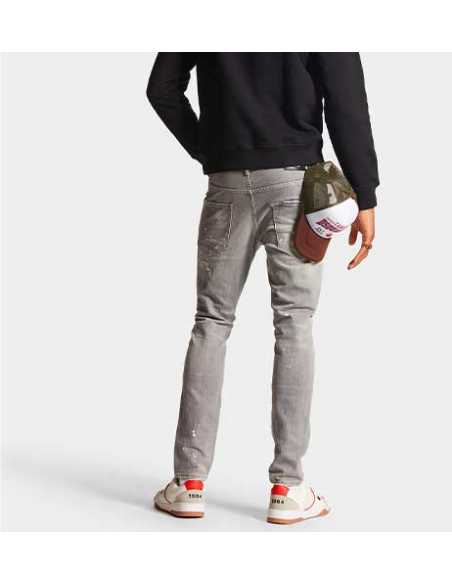 Jean Stretch Gris Délavé Dsquared2 Homme présenté porté de dos | Toulouse Soulery