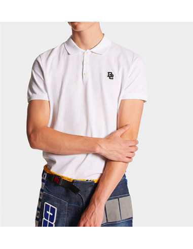 Polo Coupe Tennis Blanc Dsquared2 Homme présenté porté de face | Toulouse Soulery