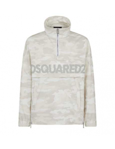 Anorak Demi-Zippé D2 Blanc Camouflage Dsquared2 Homme présenté de face | Toulouse Soulery