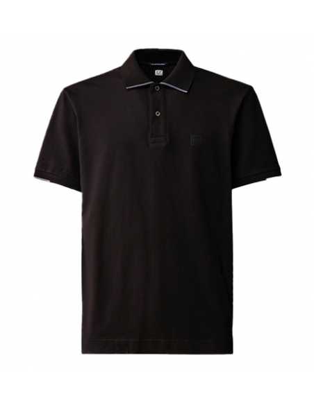 Polo en Piqué Stretch Metropolis Series Noir C.P Company Homme présenté de face | Toulouse Soulery