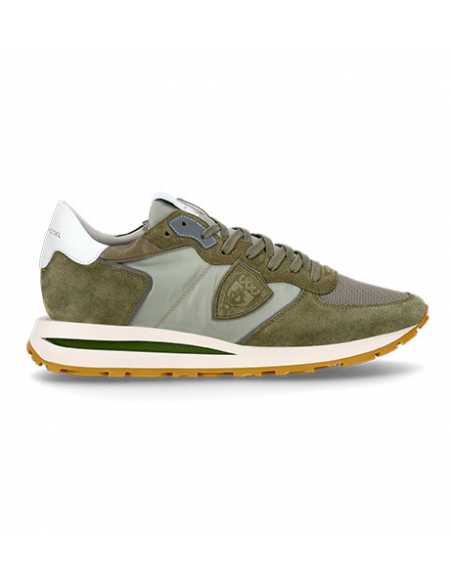 Sneakers Tropez en Daim Kaki Philippe Model Homme présentées de profil | Toulouse Soulery