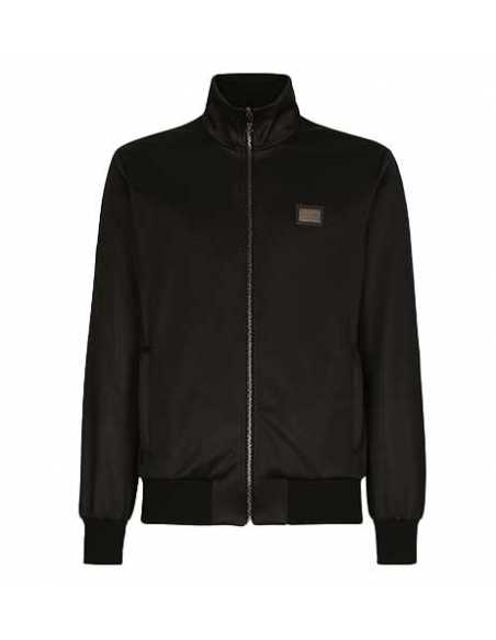 Sweat En Jersey Technique Zippée À Logo Noir Dolce & Gabbana Homme présenté de face | Toulouse Soulery