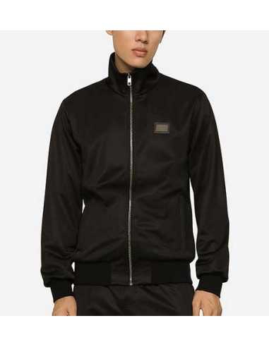 Sweat En Jersey Technique Zippée À Logo Noir Dolce & Gabbana Homme présenté porté de face | Toulouse Soulery Sweat En Jersey Technique Zippée À Logo Noir Dolce & Gabbana Homme présenté porté de face | Toulouse Soulery