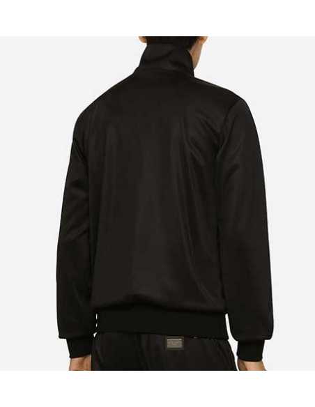 Sweat En Jersey Technique Zippée À Logo Noir Dolce & Gabbana Homme présenté porté de dos | Toulouse Soulery