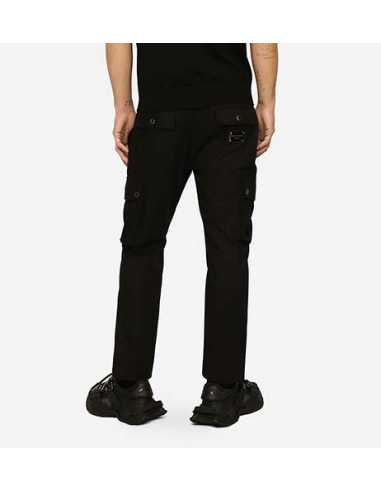 Pantalon Cargo en Coton avec Plaquette à Logo Noir Dolce & Gabbana Homme présenté de dos |Toulouse Soulery