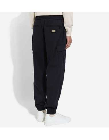 Pantalon Cargo en Coton Stretch avec Plaquette Bleu Homme Dolce & Gabbana Homme Porté de dos |Toulouse Soulery