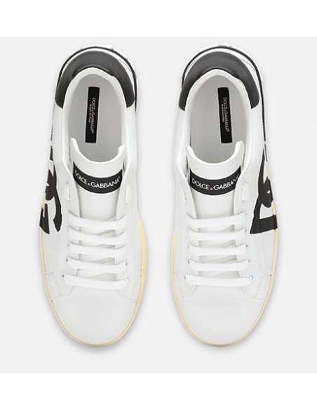 Sneakers Portofino en Cuir de Veau Nappa à Logo DG Imprimé Blanches Homme Dolce & Gabbana présenté de haut | Soulery Toulouse