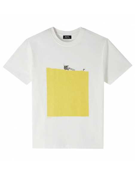 T-shirt Crush Blanc Et Jaune A.P.C. Homme présenté de face | Toulouse Soulery