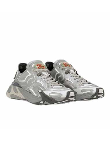 Sneakers Fast En Fine Maille Structurée Grises Dolce & Gabbana Homme présentées de 3/4 | Toulouse Soulery