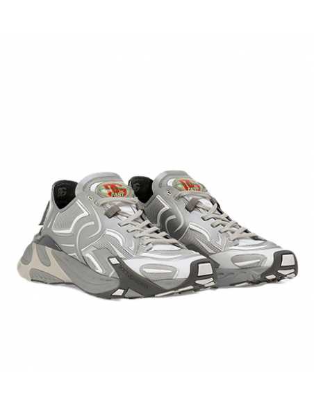 Sneakers Fast En Fine Maille Structurée Grises Dolce & Gabbana Homme présentées de 3/4 | Toulouse Soulery