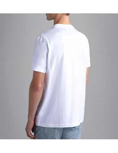 T-shirt À Imprimé Shark Multicolore Blanc Paul & Shark Homme présenté porté de dos | Toulouse Soulery