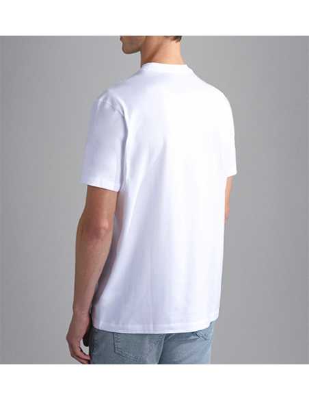 T-shirt À Imprimé Shark Multicolore Blanc Paul & Shark Homme présenté porté de dos | Toulouse Soulery