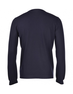 Pull Col Rond en Maille de Coton Bleu Marine Gran Sasso Homme présenté de face | Toulouse Soulery 2