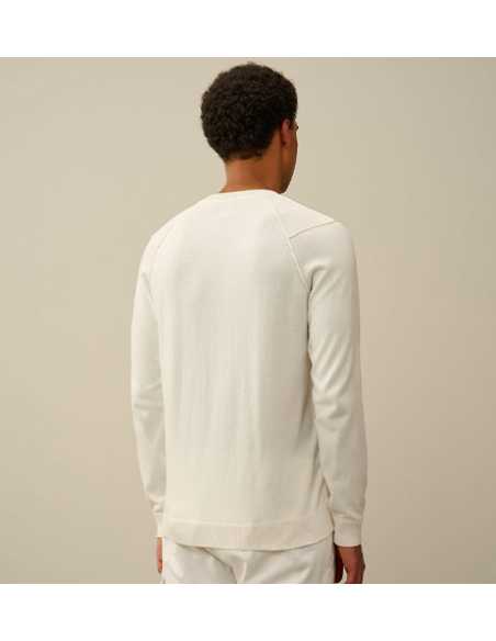 Pull Tricoté Sea Island Blanc C.P Company Homme présenté porté de dos | Toulouse Soulery