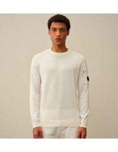 Pull Tricoté Sea Island Blanc C.P Company Homme présenté de face | Toulouse Soulery 2