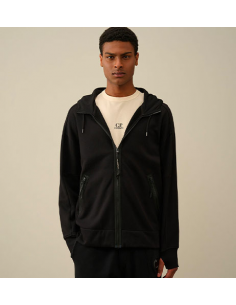 Sweat Zippé À Capuche Goggle Noir C.P Company Homme présenté de face | Toulouse Soulery 2