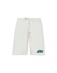 Short En Coton Lainé À Logo Imprimé Blanc Autry Homme présenté de face | Toulouse Soulery