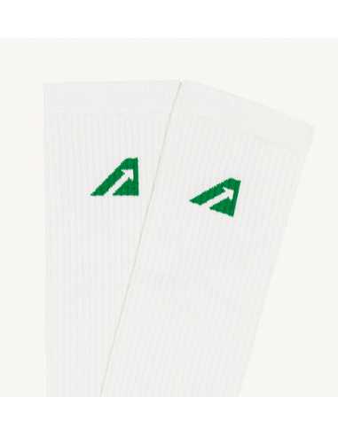 Chaussettes En Coton Terry À Logo Blanc Et Vert Autry Homme présentées zoom de profil| Toulouse Soulery