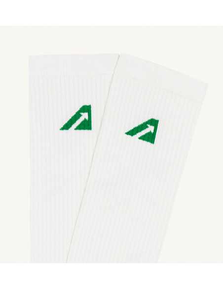 Chaussettes En Coton Terry À Logo Blanc Et Vert Autry Homme présentées zoom de profil| Toulouse Soulery