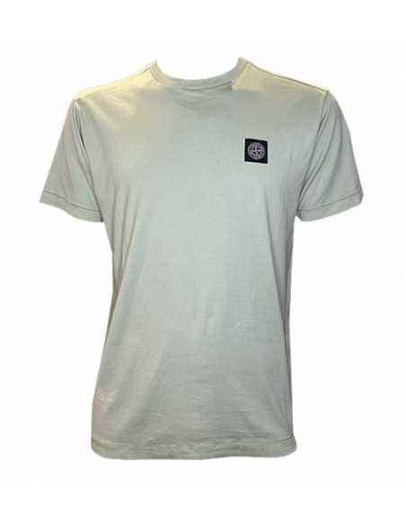 T-shirt En Jersey De Coton Vert Pistache Stone Island présenté de face| Toulouse