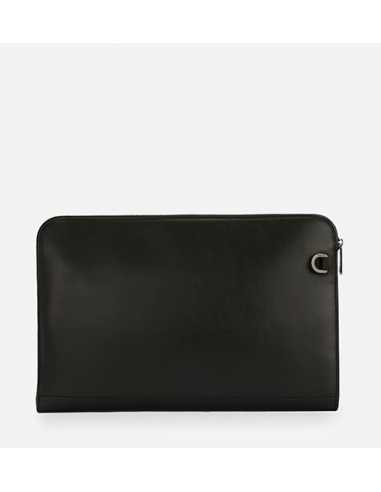 Grande Pochette En Cuir De Veau À Logo En Relief Noire Dolce & Gabbana présentée de dos | Toulouse Soulery Grande Pochette En Cuir De Veau À Logo En Relief Noire Dolce & Gabbana présentée de dos | Toulouse Soulery