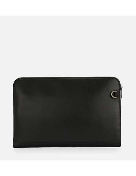 Grande Pochette En Cuir De Veau À Logo En Relief Noire Dolce & Gabbana présentée de dos | Toulouse Soulery