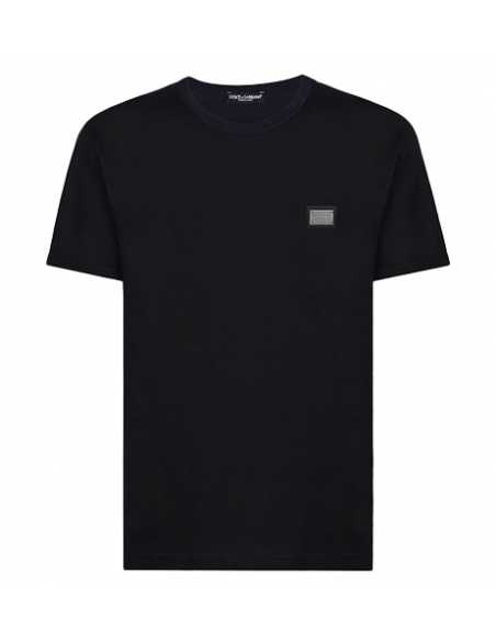 T-shirt En Coton Marine Avec Étiquette Griffée D&G présenté de face | Toulouse Soulery