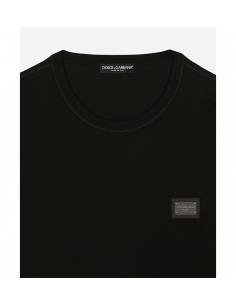 T-shirt En Coton Noir Avec Étiquette Griffée D&G présenté de face | Toulouse Soulery 2