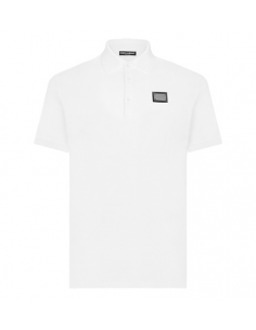 Polo En Coton Blanc Avec Étiquette Griffée D&G présenté de face | Toulouse Soulery