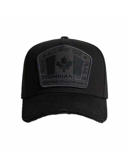 Casquette De Baseball Noire Écusson D2 Dsquared2 présentée de face | Toulouse Soulery